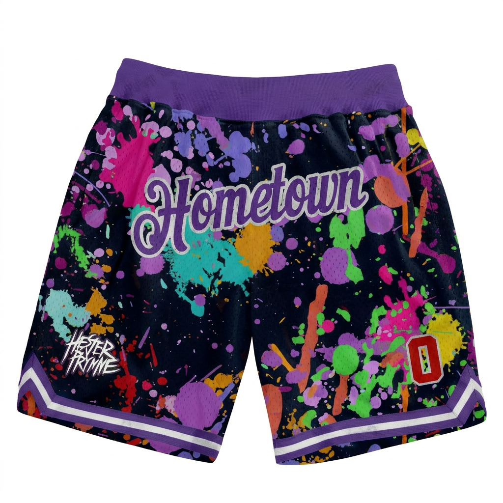 HESTER PRYNNE HOMETOWN ZERO BASKETBALL SHORTS PURPLE